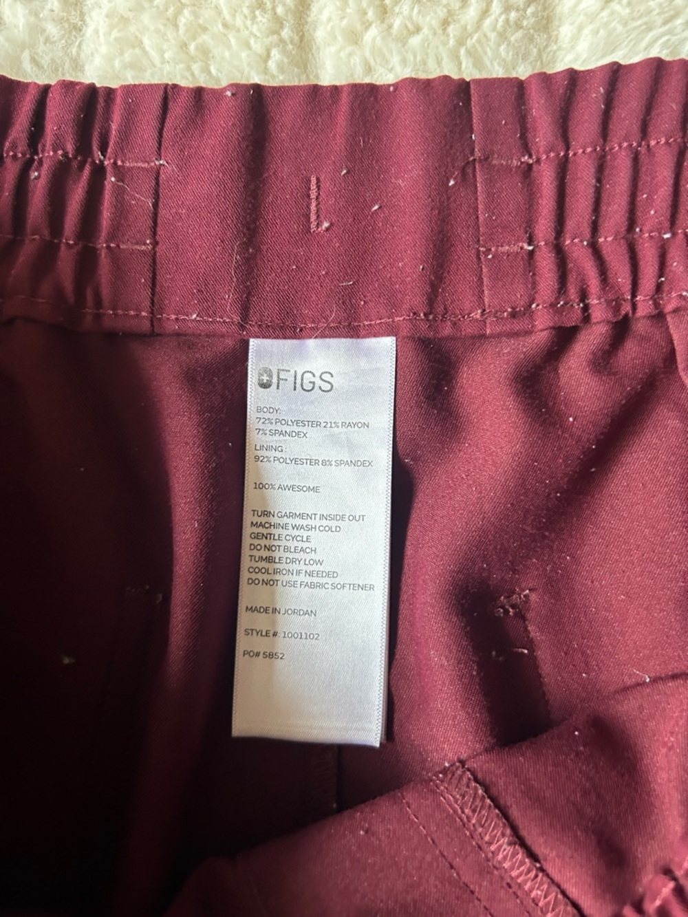 FIGS Women's Burgundy Drawstring Joggers - Picture 4 of 7